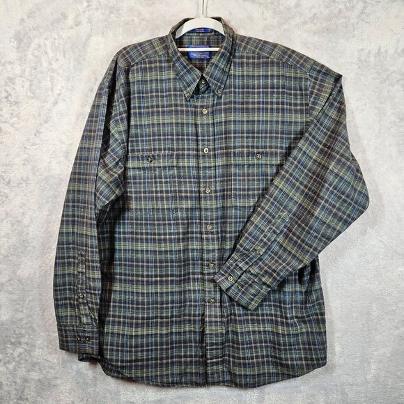 Pendleton Mens Large Expedition Shirt Plaid Long Sleeve office nerd dad school - Picture 1 of 11